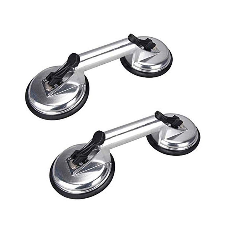 SOLUDE 2 Pack Glass Suction Cup,Aluminium Heavy Duty Vacuum Lifter for Moving Glass/Window/Tiles/Mirror/Granite,Double Gripper Sucker Plate - Image 1
